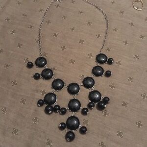 Large Black and Silver Long Bib Sweater Necklace